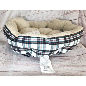 Plaid Pet Bed for Small Dogs Up to 20lb: Round Cuddler Design with Extra Softnes